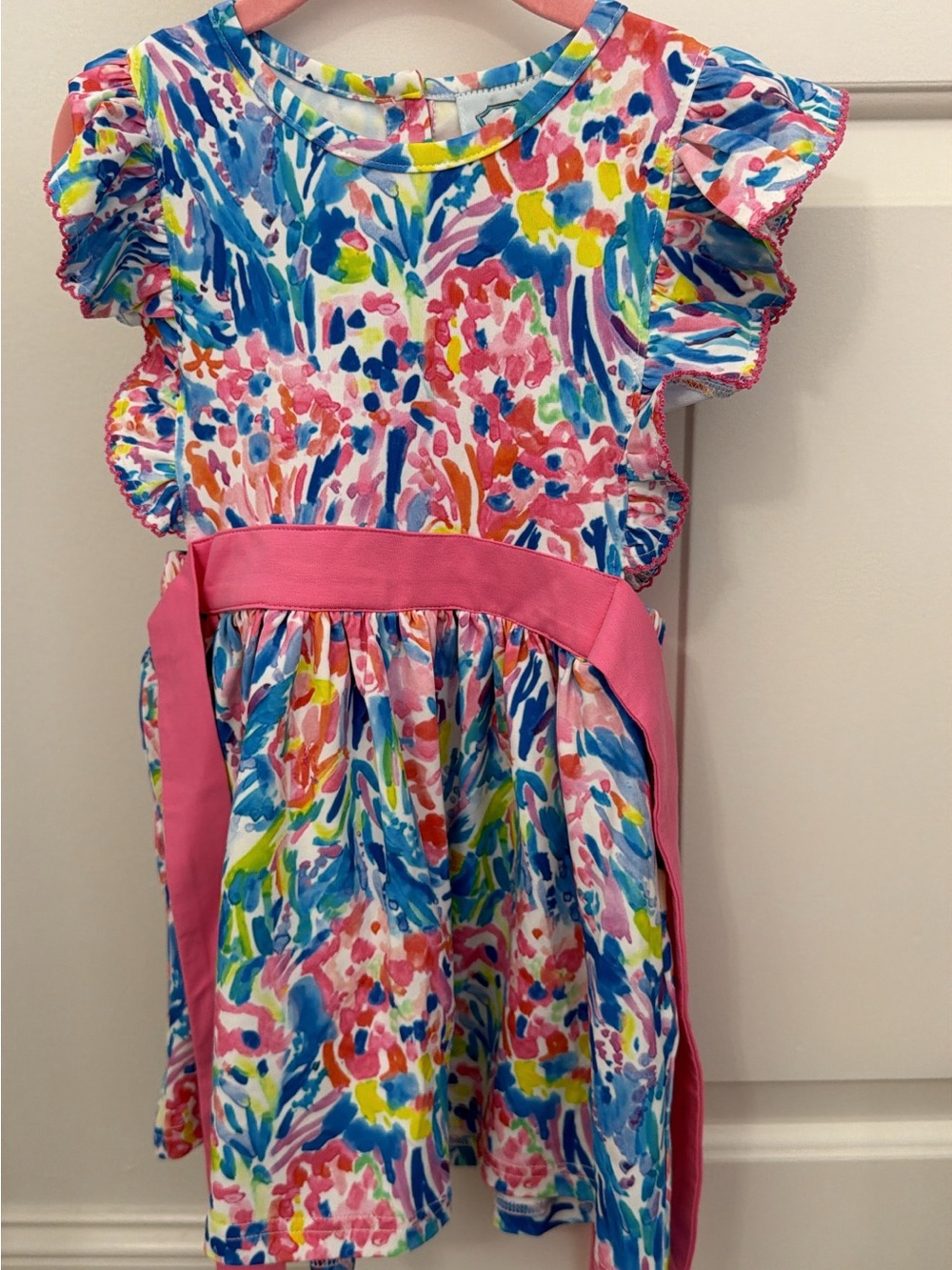 Southern Taters Floral Print Dress with Pink Sash.. 3T